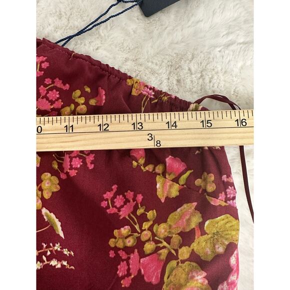 Rachel Roy Burgundy Floral Cropped One Shoulder Women’s Top - Picture 6 of 8